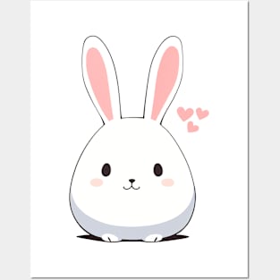 Cute White Bunny Posters and Art